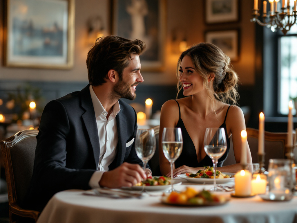 Couple laughing together on a date